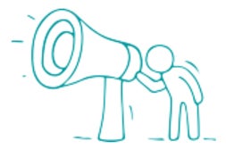 Person speaking into megaphone